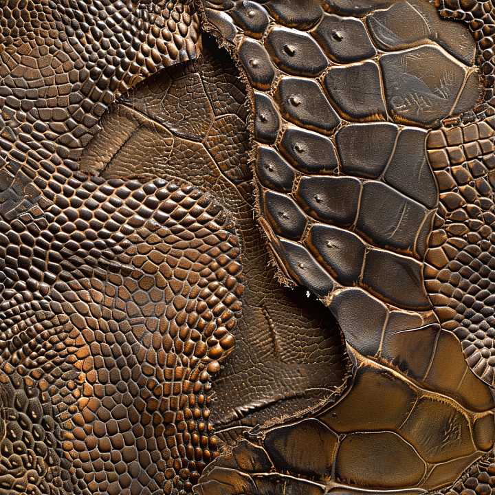 Brown Cracked Crocodile Leather with Distressed Scaly Surface seamless PBR texture preview