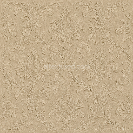 Seamless 3d texture pbr 8k vintage damask wallpaper with embossed floral pattern