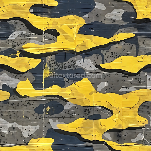 Seamless 3D Urban Yellow and Gray Camouflage PBR Texture with Organic Blotches