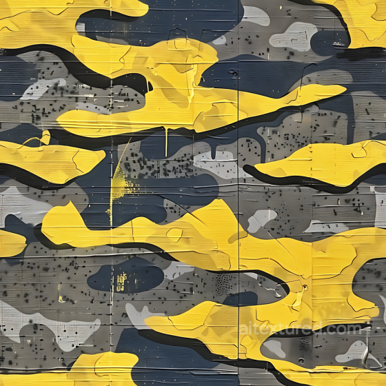 Urban Yellow and Gray Camouflage PBR Texture with Organic Blotches Color Camouflage texture preview
