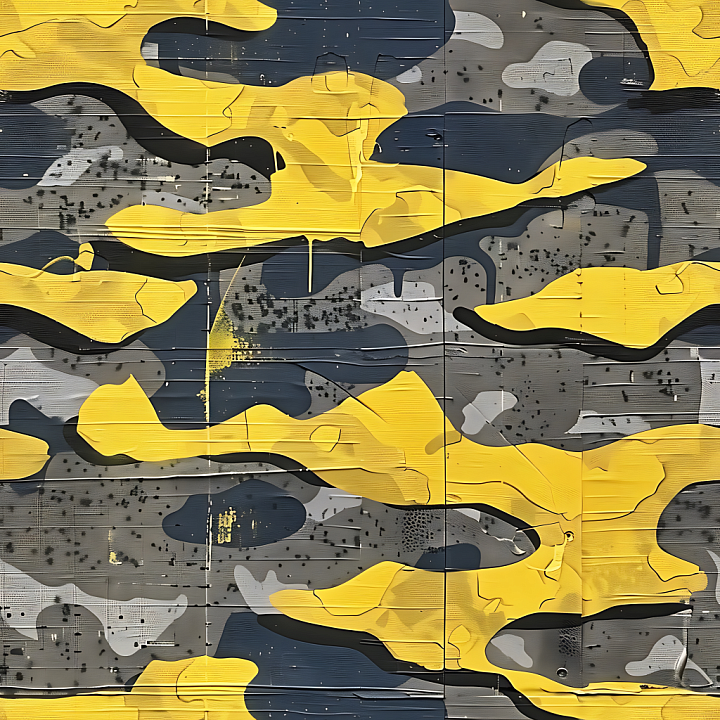 Urban Yellow and Gray Camouflage with Organic Blotches seamless PBR texture preview