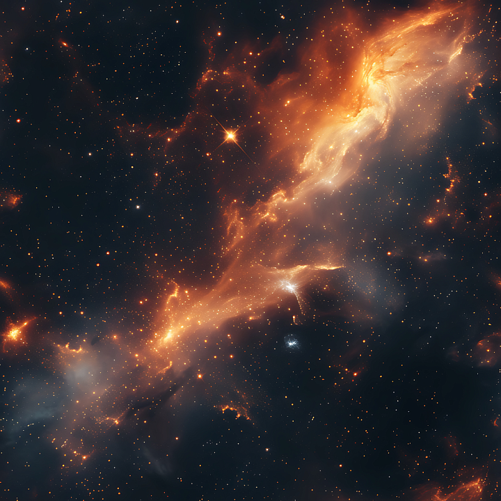 Space Featuring Luminous Nebula Clouds and Starfield seamless PBR texture preview