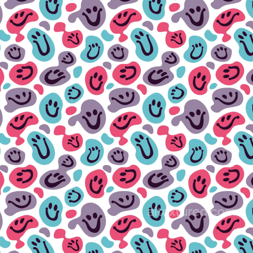 Happy Face Pattern Texture in Vibrant Colors seamless Happy Face pattern PBR texture