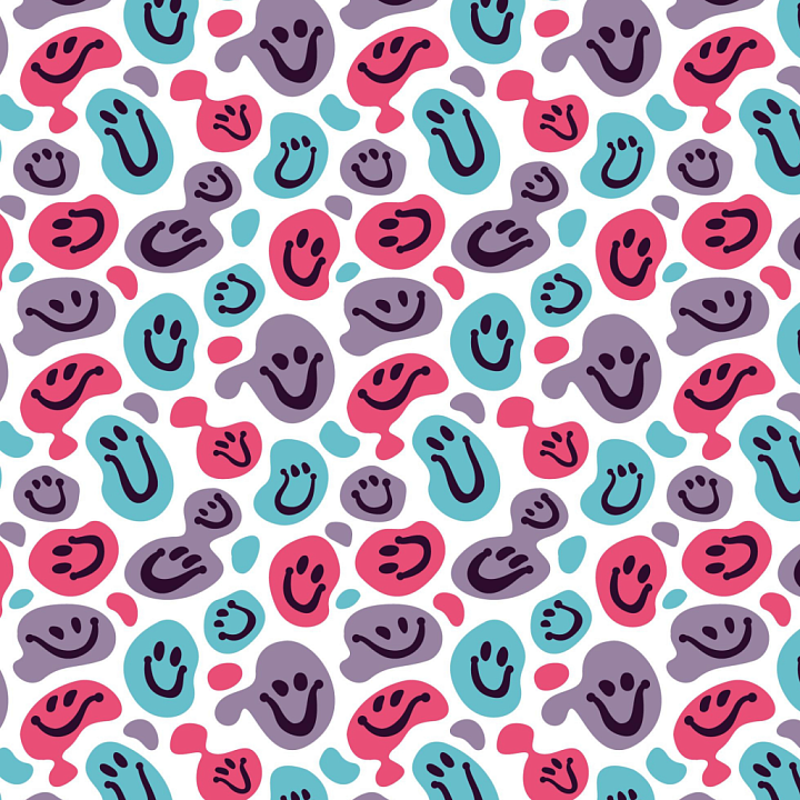 Happy Face Pattern in Vibrant Colors seamless PBR texture preview