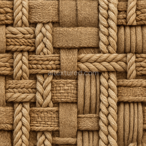 Seamless 3D Texture PBR 8K Braided Twisted Woven Basket Fiber Surface