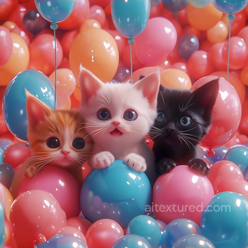 Inflated Glossy Balloon Surface PBR Texture in Blue, Pink, Orange seamless Inflated PBR texture
