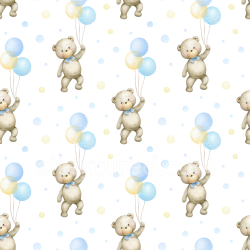 seamless Seamless 3D PBR Texture Featuring Baby Boy Teddy Bears with Balloons texture 8k free download PBR
