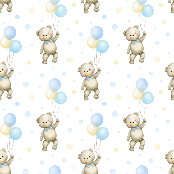 Featuring Baby Boy Teddy Bears with Balloons seamless PBR texture preview