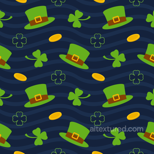 with St Patrick's Hat, Shamrocks, and Gold Coins Pattern seamless St patrick digital paper bundle PBR texture