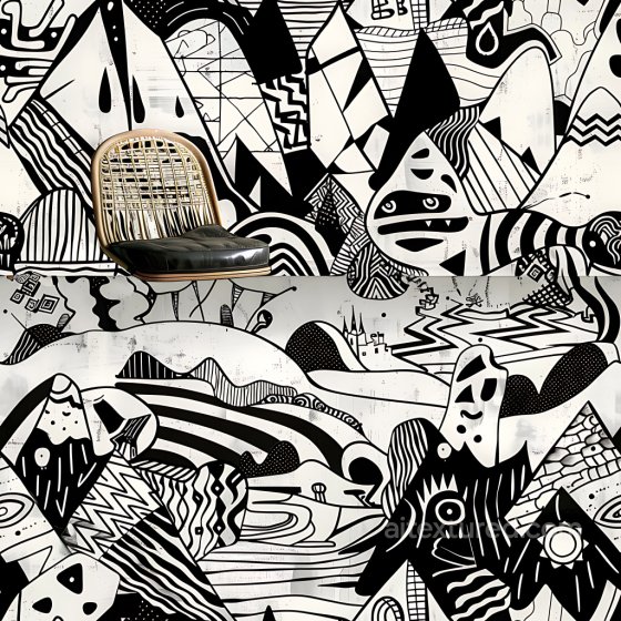 Seamless Black and White Abstract Graffiti 3D PBR Texture with Urban Patterns Graffiti texture preview