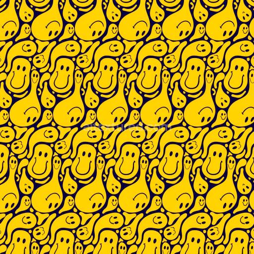 Seamless 3D PBR Texture of Yellow Happy Face Cartoon Pattern