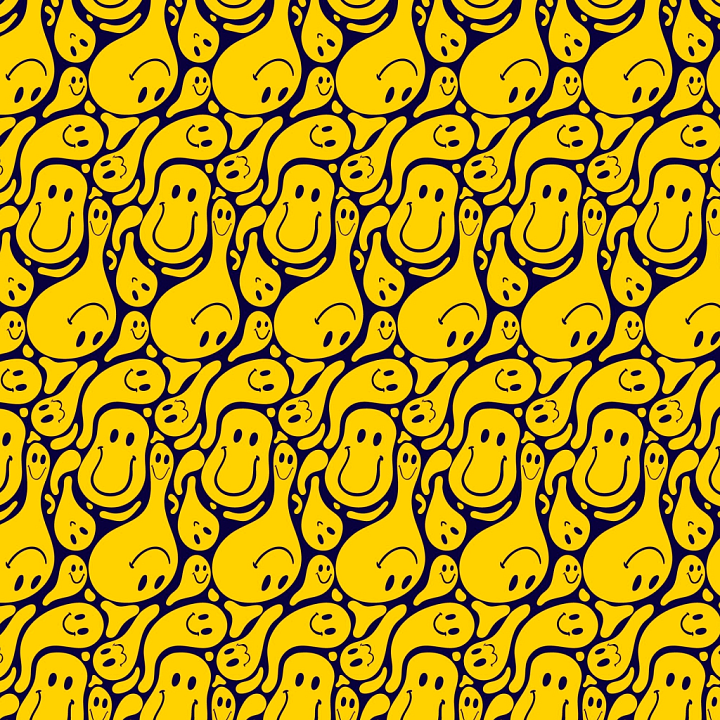 Happy Face Pattern of Yellow Happy Face Cartoon Pattern seamless PBR texture preview