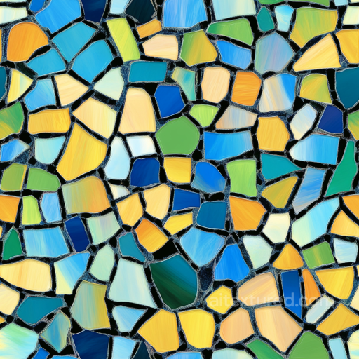 Mosaic PBR Texture Featuring Vibrant Colorful Glass Tiles with Irregular Shapes seamless Mosaic PBR texture