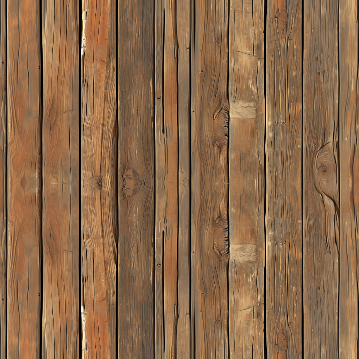 Rustic Weathered Wood Planks with Knots and Cracks seamless PBR texture preview