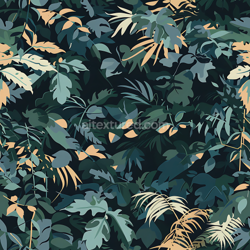Seamless 3D PBR Jungle Camouflage Texture with Leafy Organic Foliage Design