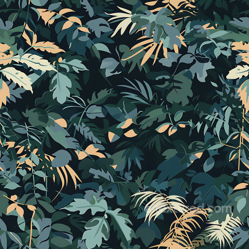 Jungle Camouflage Texture with Leafy Organic Foliage Design seamless Color Camouflage PBR texture