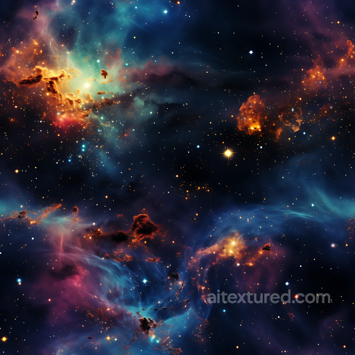Space PBR Texture Featuring Vivid Nebula Clouds and Starfield seamless Star, space, planets PBR texture
