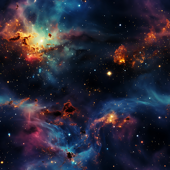 Space Featuring Vivid Nebula Clouds and Starfield seamless PBR texture preview