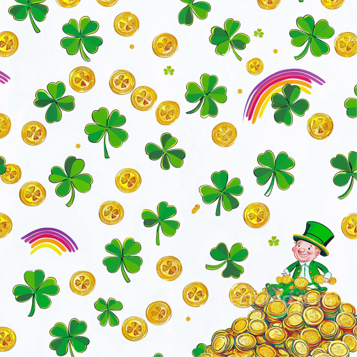 St Patrick Digital Paper Bundle Texture of St Patrick Shamrocks & Gold Coins Pattern seamless St patrick digital paper bundle PBR texture