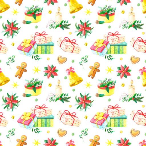 Christmas Digital Paper Texture Featuring Festive Gifts and Holiday Icons seamless All Christmas Digital paper PBR texture