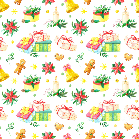 Christmas Digital Paper Texture Featuring Festive Gifts and Holiday Icons All Christmas Digital paper texture preview