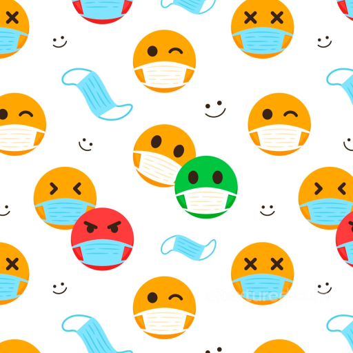 With Colorful Happy Face Emojis Wearing Masks seamless Happy Face pattern PBR texture
