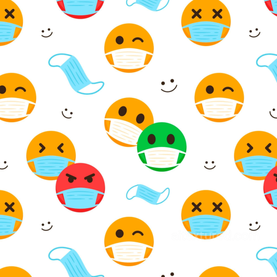 With Colorful Happy Face Emojis Wearing Masks Happy Face pattern texture preview