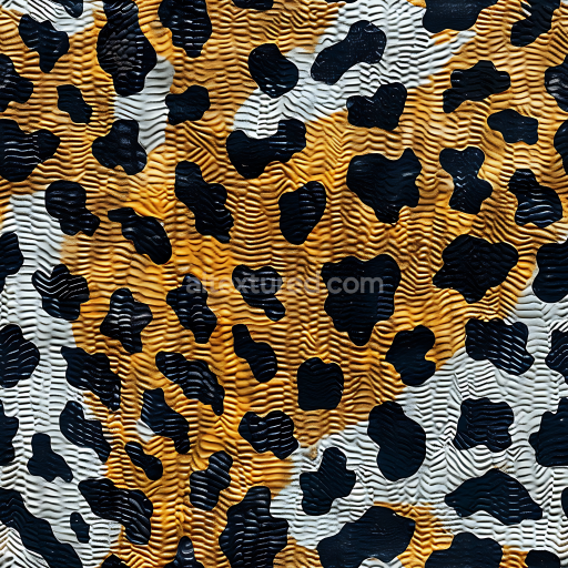 Seamless 3D Leopard-Style Camouflage PBR Texture with Raised Rippled Surface