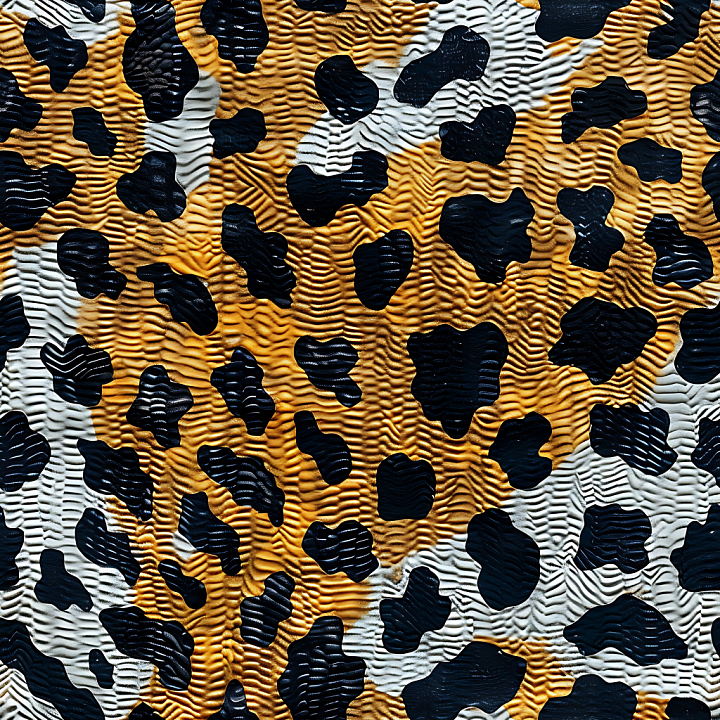Leopard-Style Camouflage with Raised Rippled Surface seamless PBR texture preview