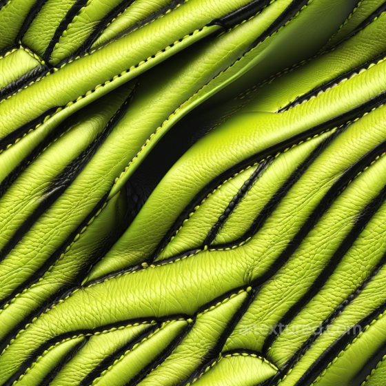 Vivid Lime Green Leather Texture With Stitched Panels And Realistic Grain Leather texture preview