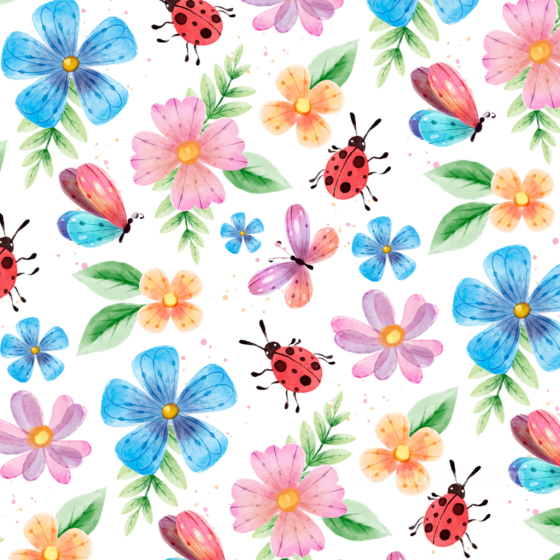 Watercolor Flowers and Butterfly Pattern Texture Watercolor Butterflies texture preview