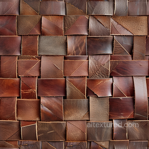 Woven Patchwork Brown Leather PBR Texture with Varied Grain and Wear seamless Leather PBR texture