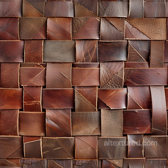 Woven Patchwork Brown Leather PBR Texture with Varied Grain and Wear Leather texture preview