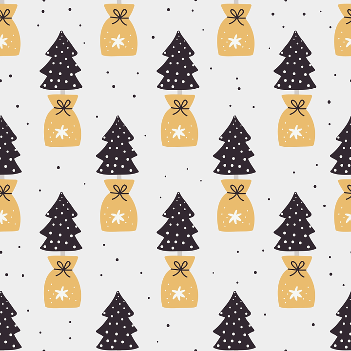 Featuring Stylized Christmas Trees and Gift Bags seamless PBR texture preview