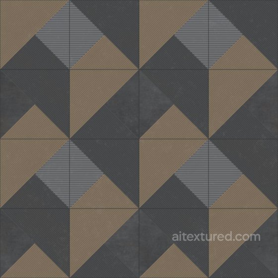 Yellow and Gray Concrete Tiles with Triangular and Stripy Pattern | Free PBR Concrete texture preview