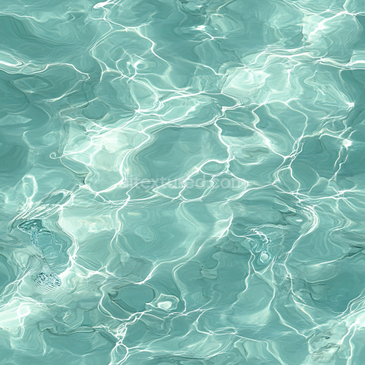 Seamless 3D Water PBR Texture Featuring Clear Shallow Turquoise Pool Surface with Reflections