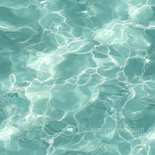 Water PBR Texture Featuring Clear Shallow Turquoise Pool Surface with Reflections seamless Water PBR texture
