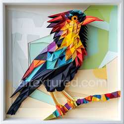 seamless Seamless 3D PBR Texture of Colorful Origami-Style Bird with Geometric Feathers texture 8k free download PBR