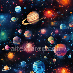 seamless Seamless 3D Space PBR Texture Featuring Diverse Ringed Planets and Cosmic Clouds texture 8k free download PBR