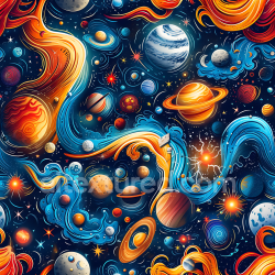 seamless Seamless 3D Space PBR Texture Featuring Stylized Cosmic Clouds, Planets, and Energetic Flows texture 8k free download PBR