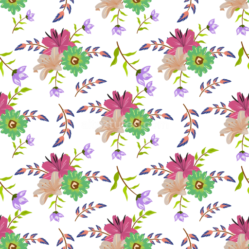 Seamless 3D PBR Floral Pattern Texture Featuring Vibrant Colorful Flowers