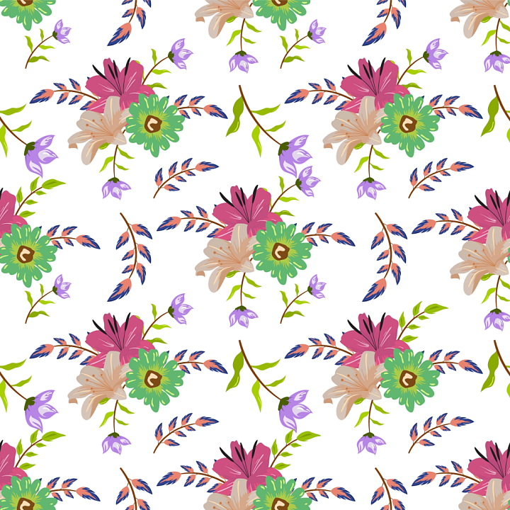 Floral Pattern Featuring Vibrant Colorful Flowers seamless PBR texture preview