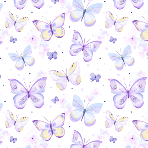 Seamless 3D PBR Watercolor Butterflies Texture with Soft Pastel Wings