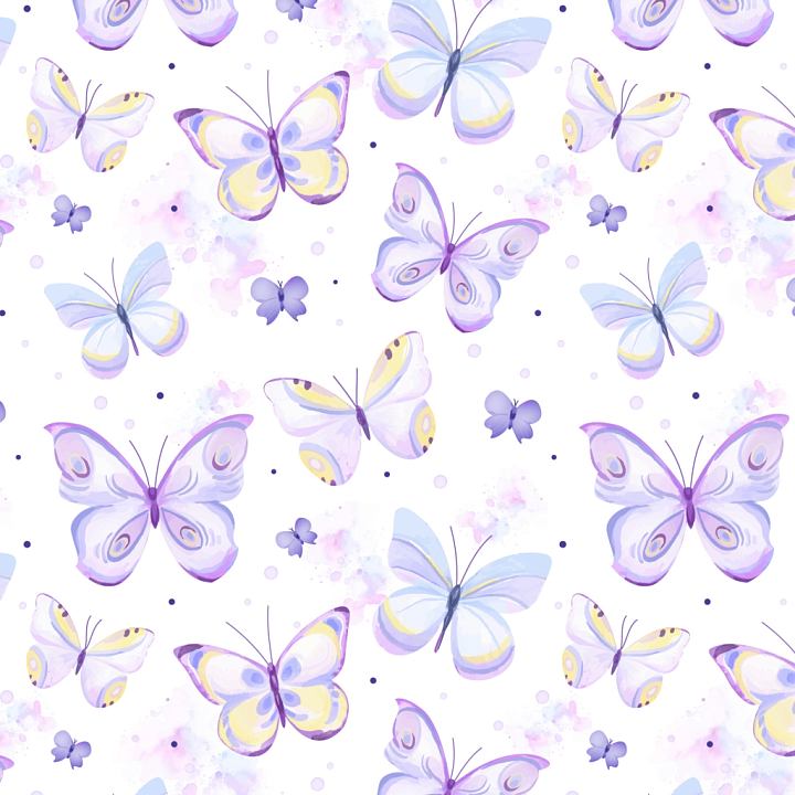 Watercolor Butterflies with Soft Pastel Wings seamless PBR texture preview