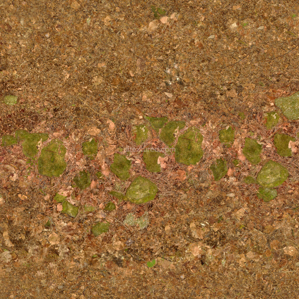 Seamless PBR pathway texture with natural elements