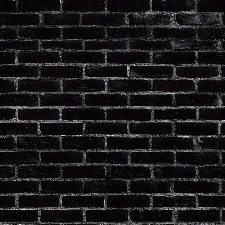 Cracked Black Brick Wall With Rough Mortar Detail seamless PBR texture preview