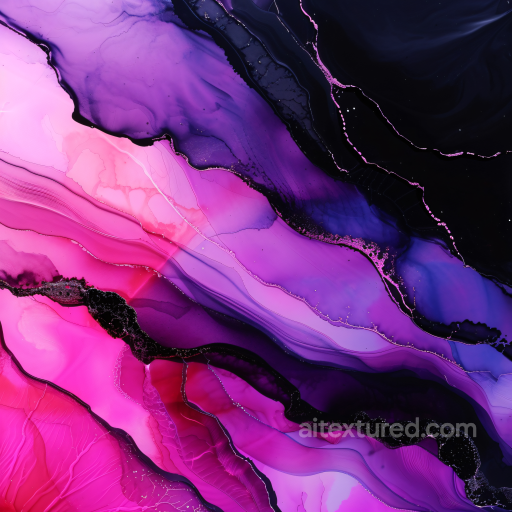 Alcohol Ink PBR Texture Featuring Purple and Black Fluid Waves seamless Alcohol ink PBR texture