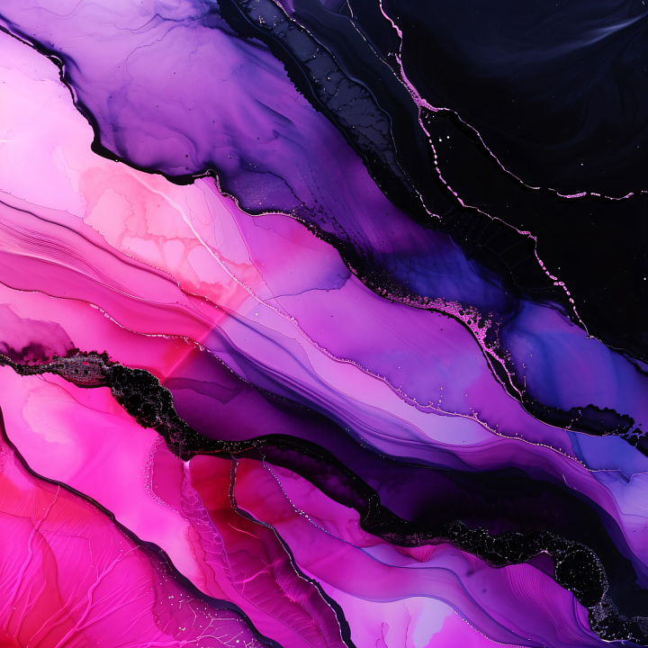 Alcohol Ink Featuring Purple and Black Fluid Waves seamless PBR texture preview