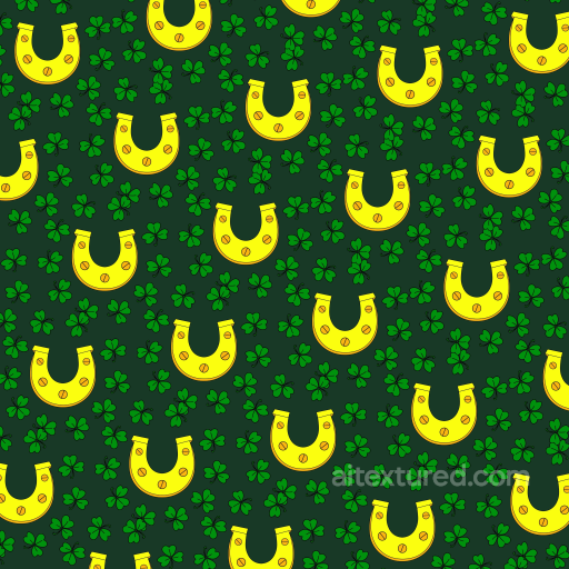 with Yellow Horseshoes and Green Clovers Pattern seamless St patrick digital paper bundle PBR texture