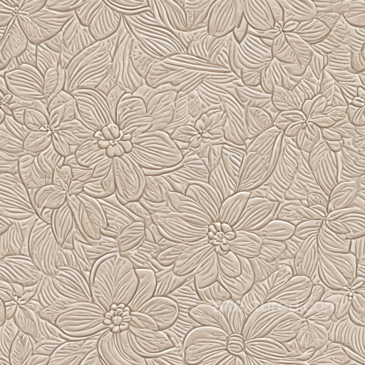 Embossed Floral Beige Leather PBR Texture with Detailed Leaf Patterns seamless Leather PBR texture
